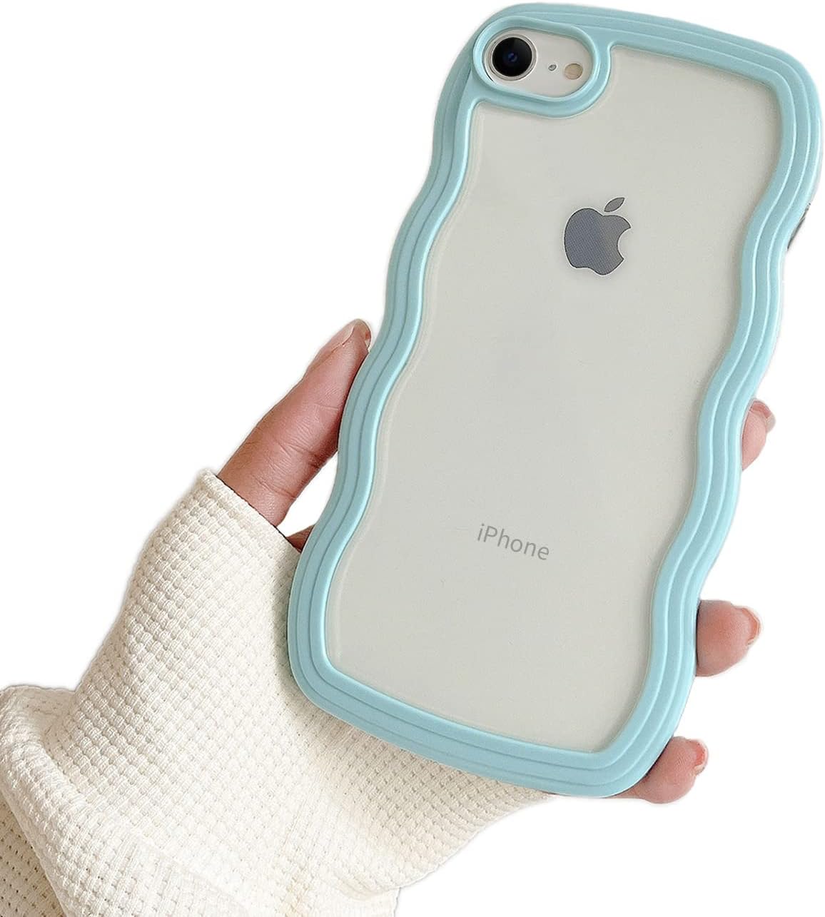 Ownest Compatible with Clear iPhone 7/8/SE Case Cute Simple Curly Wave Bumper Case Aesthetic Phone Case for Girls Women Soft TPU Protective Phone Cover-Blue Ownest Compatible with Clear iPhone 7/8/SE Case Cute Simple Curly Wave Bumper Case Aesthetic Phone Case for Girls Women Soft TPU Protective Phone Cover-Blue