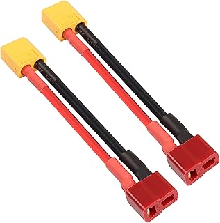 MEIRIYFA XT60 to T-Plug Connector Cable, XT60 Male to Deans T-Plug Female Connector Adapter with 12 AWG Silicone Cable for Charger ESC RC Battery - 23CM, 2Pack