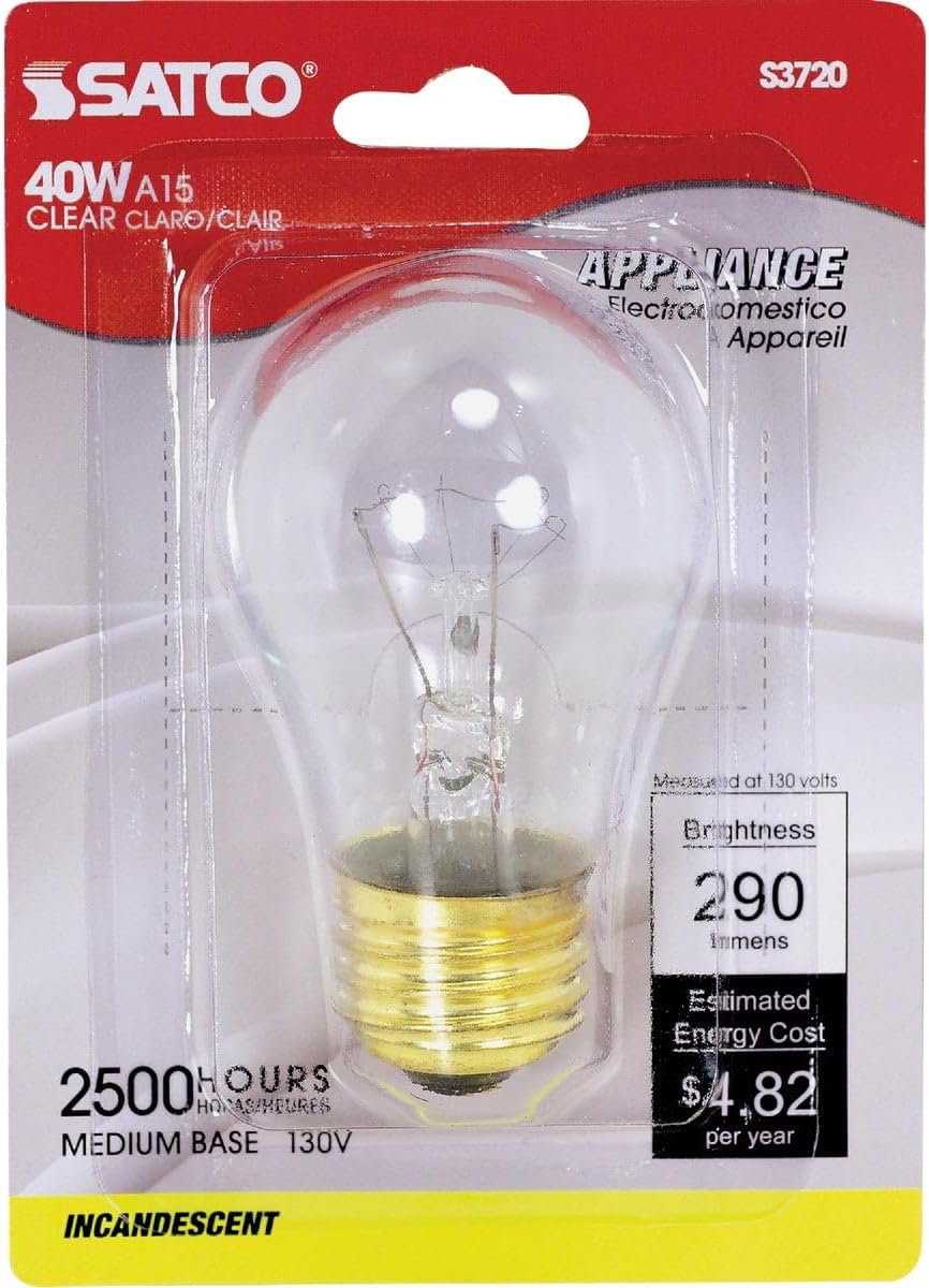 Satco S3720 130V Medium Base 40-Watt A15 Light Bulb, Clear image 2