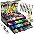 Lyuvie 176 Couleurs Feutre Acrylique,88 Pcs Acrylic Paint Marker Marqueur Peinture Acrylique Pointe Brush pour Roche Tissu Pierre Bois Verre Papier Plastique