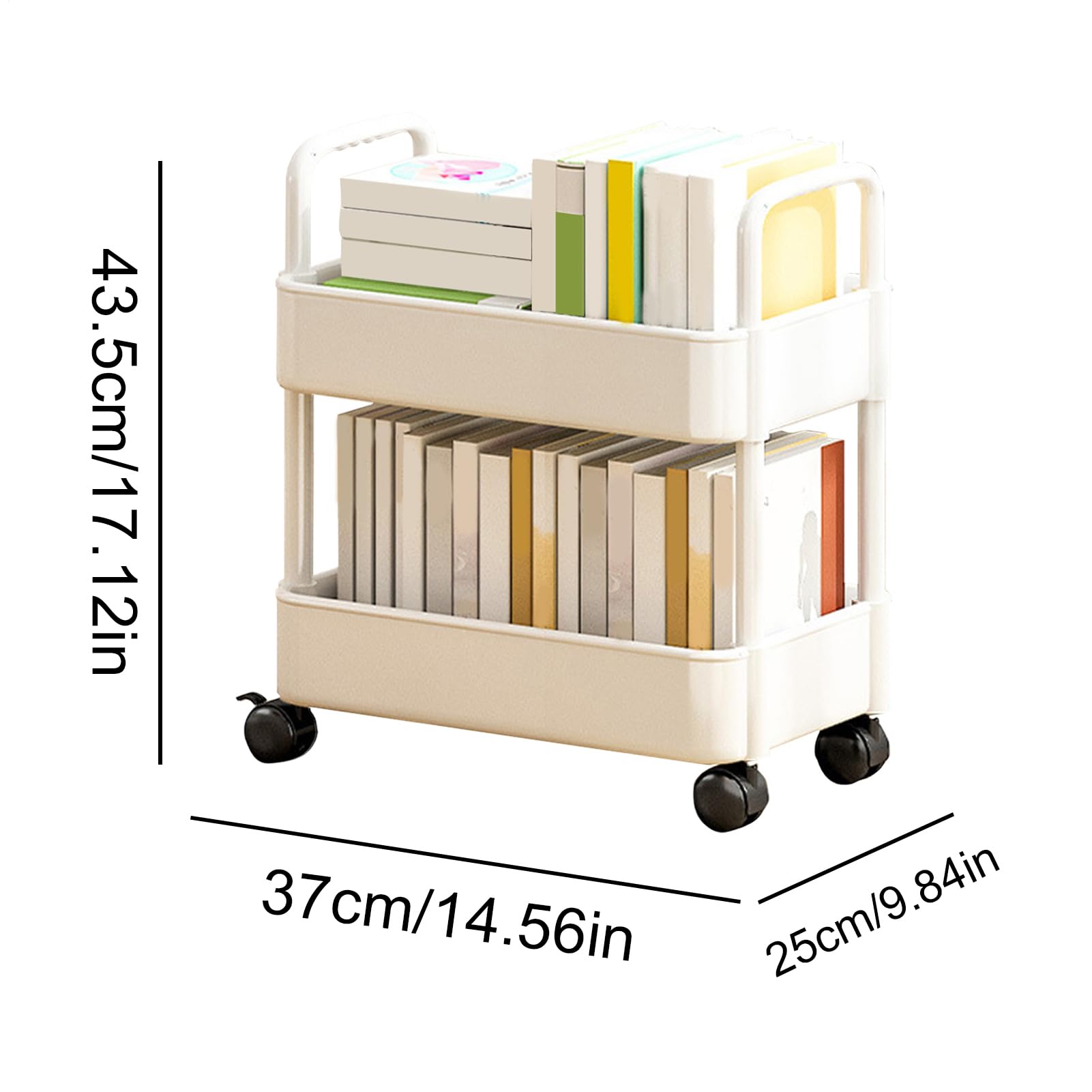 Carrello per libreria Mobile - Organizzatore portaoggetti con ruote - Multifunzionale per Camera da Letto, Soggiorno, Scuola, Bambini