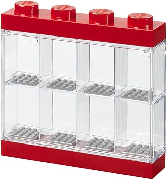 LEGO Minifigure Display Case 8 Red, Stackable Container for Wall or Desk, Space for 8 Minifigures, Home Office Display Cabinets LEGO storage