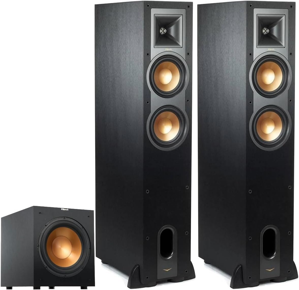 Klipsch Reference R-26FA Dolby Atmos Floorstanding Speakers Pair with R-12SW 12 Inch Subwoofer Bundle