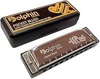 Gaita Dolphin Pocket Blues Dó Cromada 20 Vozes Estojo