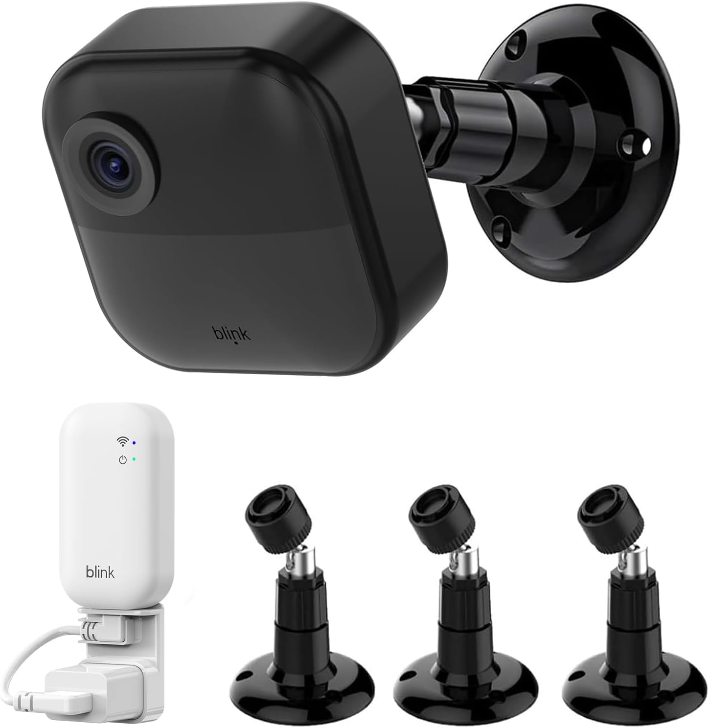 All-New Blink Outdoor Camera Mount, 360° Adjustable Mounting Bracket with Sync Module Outlet Holder for Blink Outdoor 4/ 3rd Gen/ Outdoor 2K+ Camera System (Black, 3Pack)