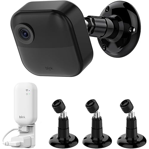 All-New Blink Outdoor Camera Mount, 360° Adjustable Mounting Bracket with Sync Module Outlet Holder for Blink Outdoor 4/ 3rd Gen/ Outdoor 2K+ Camera System (Black, 3Pack)