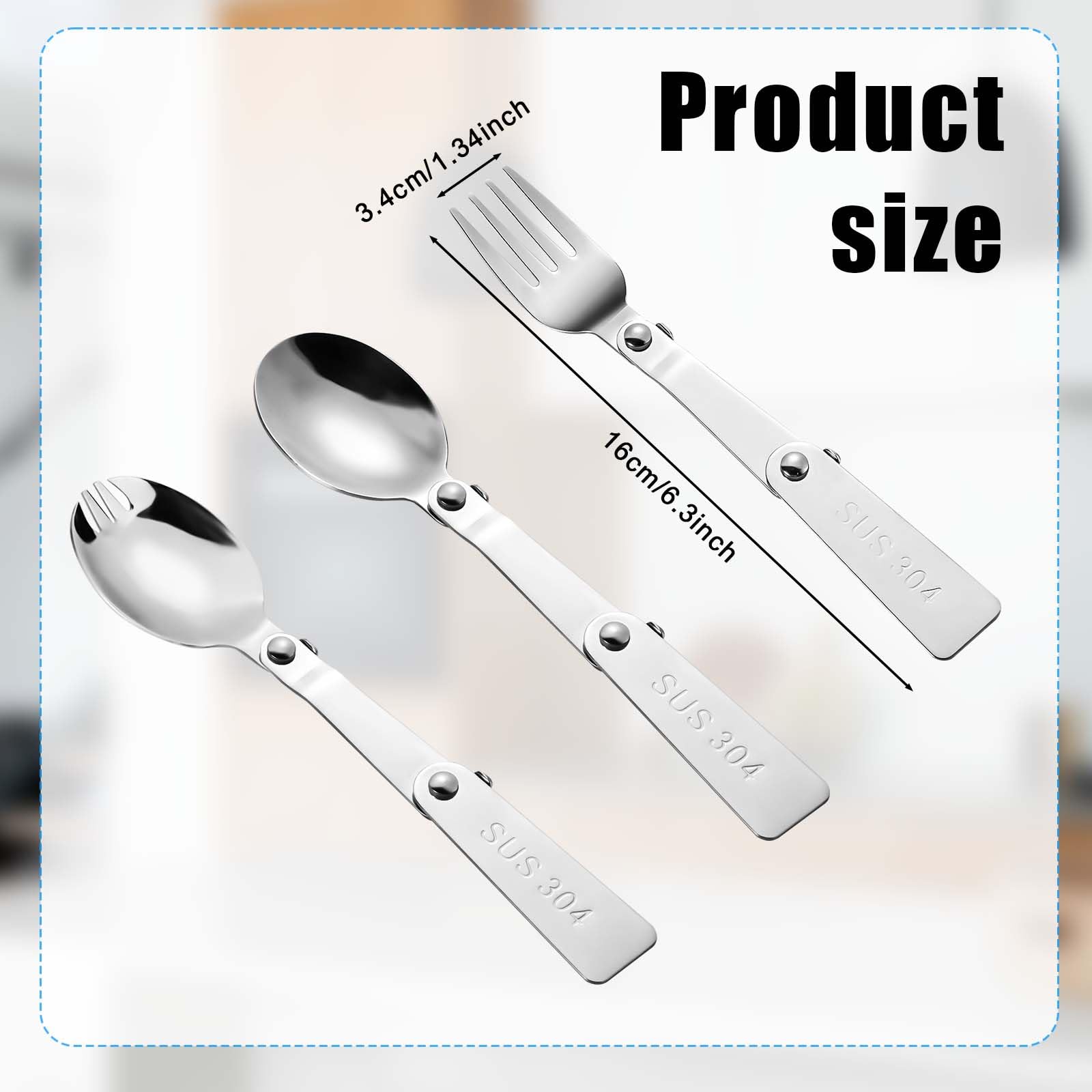 3pcs Folding Spoon and Fork for Thermos Funtainer Food Jar 16oz - Image 2