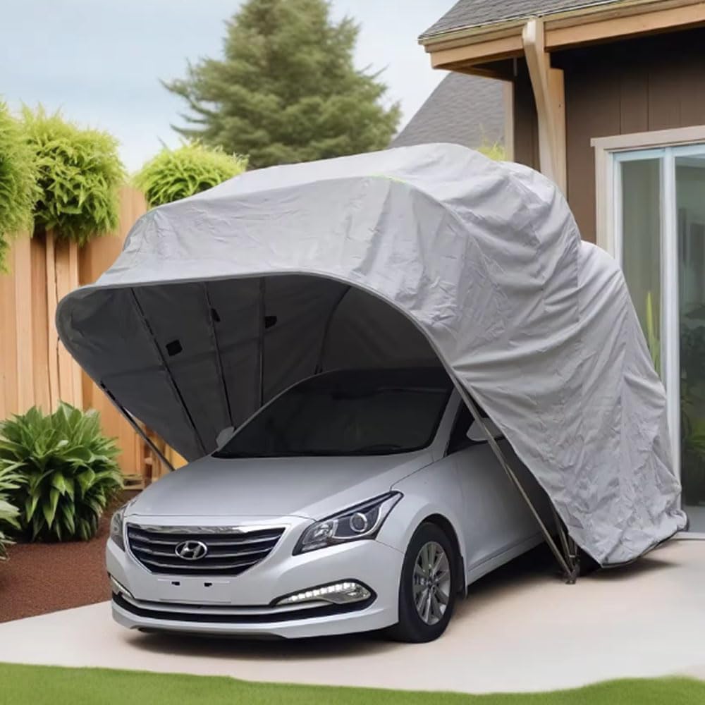 Abri de voiture robuste – Tente de garage portable toutes saisons, housse pliable anti-neige pour une utilisation en extérieur