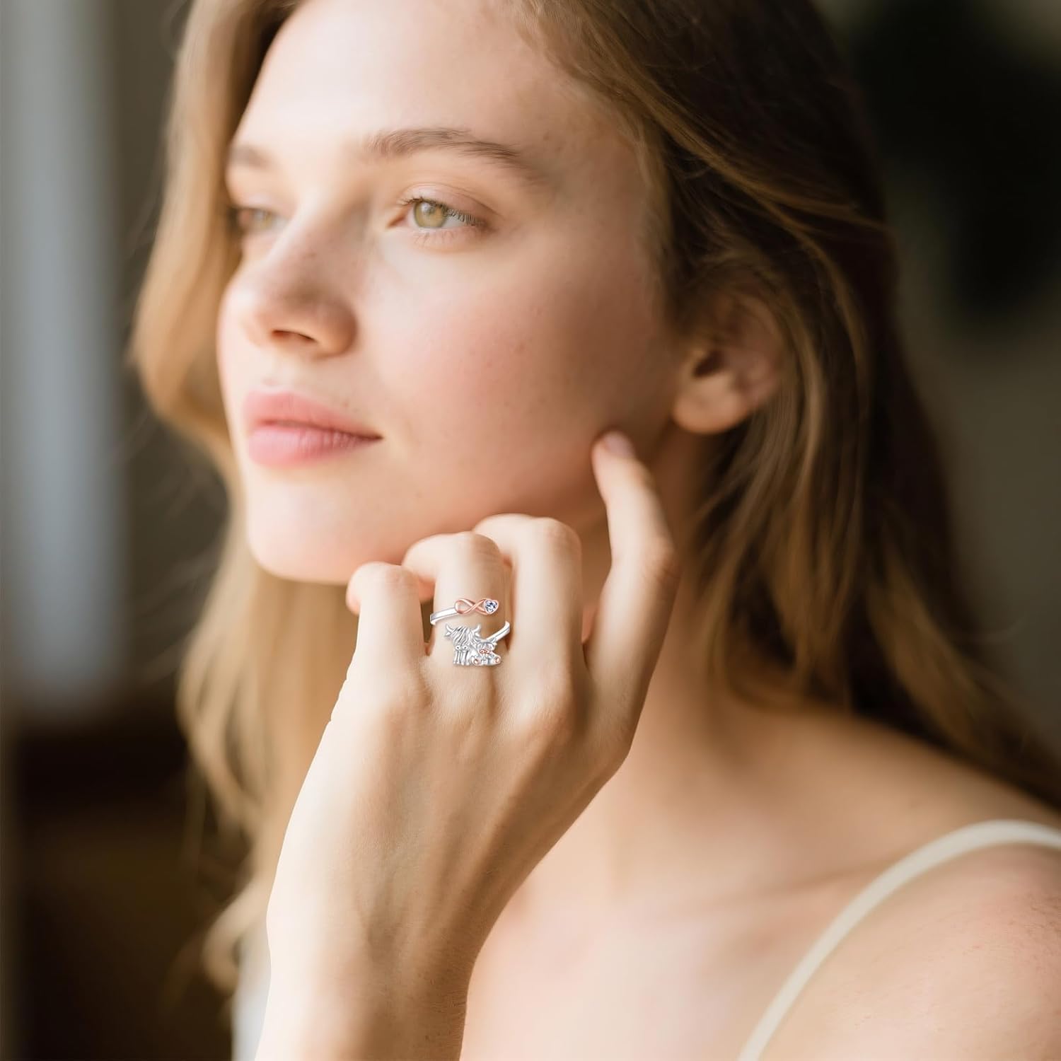 Duck/Chicken/Octopus/Snake/Highland Cow Ring 925 Sterling Silver Animal Open Rings Lover Gifts for Women Adjustable Ring Jewelry