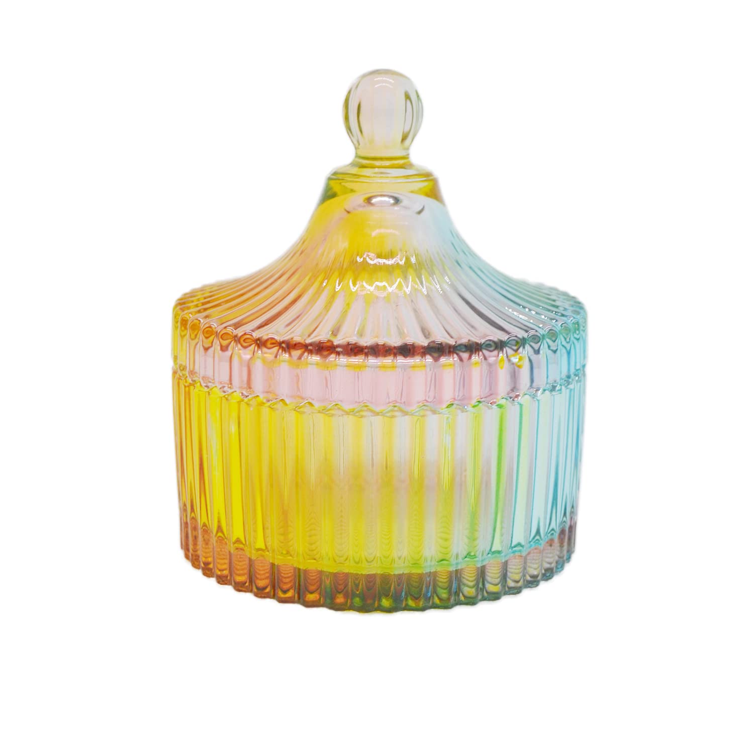 Sivilady Luxury Colorful Glass Candy Box with Lid Jewelry Boxes Trinket Candy Storage Jar Food Jar Container Wedding Kitchen Storage Jar