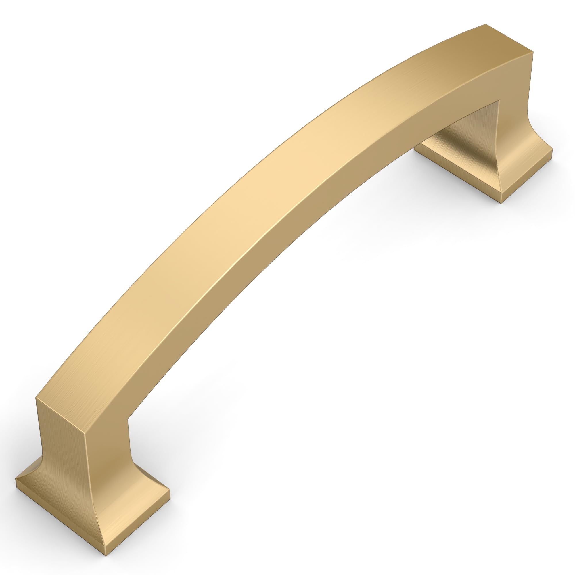 Amerdeco Paquete de 15 tiradores de gabinete de bronce champán de 4 pulgadas con agujero central, accesorios de gabinete de cocina de latón cepillado para baño, tiradores de cajón dorados ZH0009