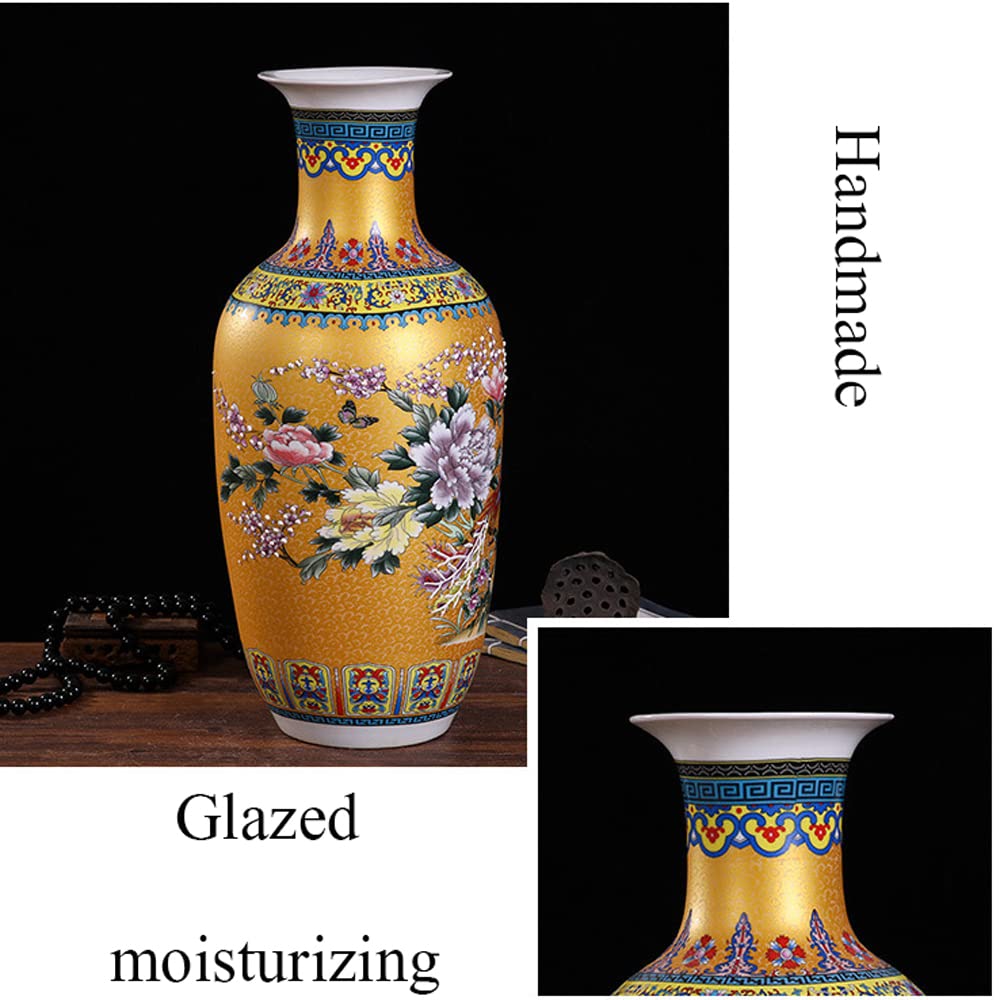 Amazon.co.jp: シノワズリー 景徳鎮 エナメル 花瓶 ハンドメイド