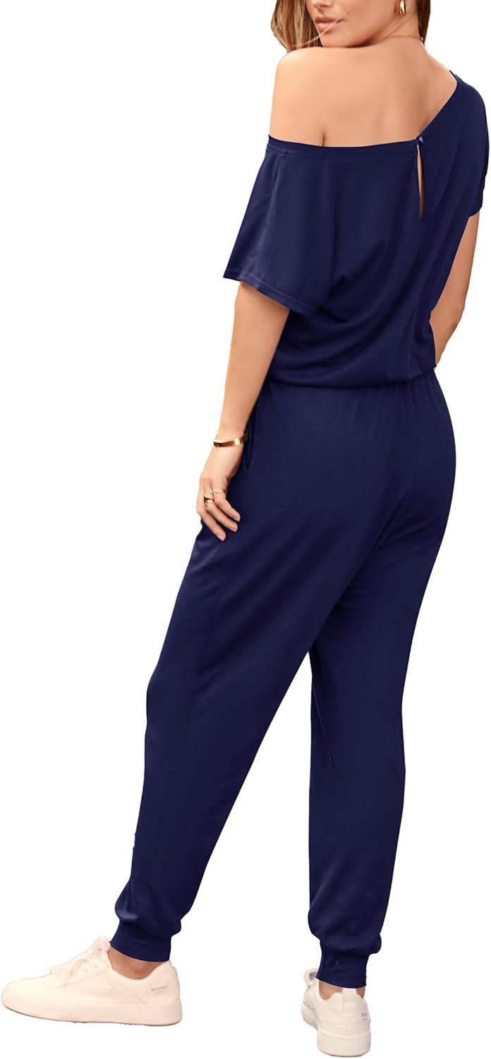 PRETTYGARDEN Jumpsuits for Women 2026 Summer Dressy Off Shoulder Romper Spring Vacation Travel Lounge Outfits Clothes - Image 2