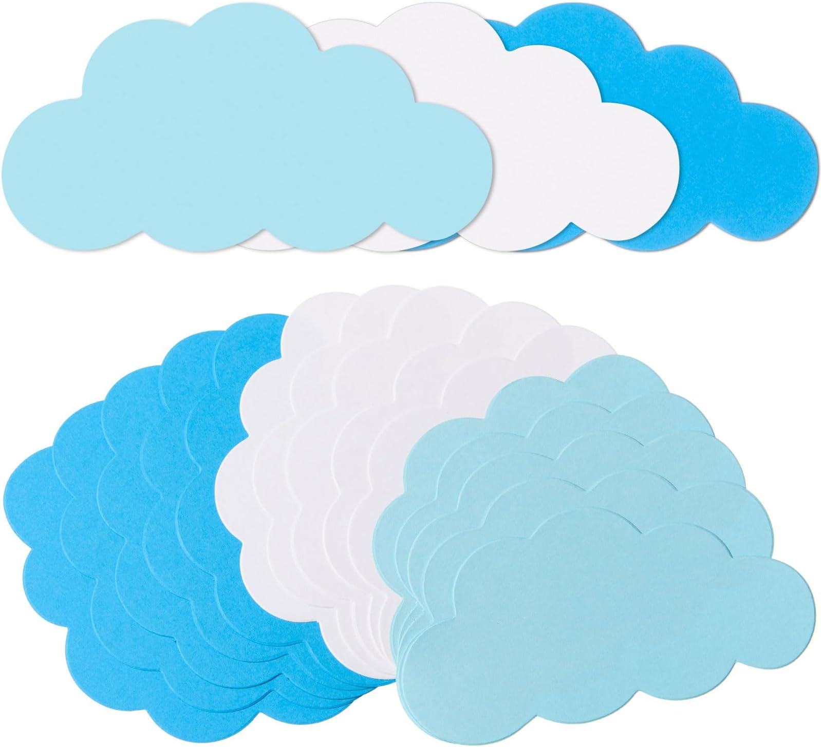 MixTeach 120 Pieces Cloud Cutouts White and Blue Paper Cloud Shapes Cardstock Die Cut 4 Inch Paper Cloud Classroom Decoration for Bulletin Board, Party Wall Decoration, School Craft Projects