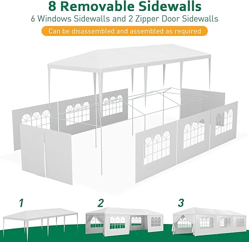 Miniatura 8 de Tienda de campaña para fiestas mejorada 2025 de 10 x 30 pies, carpas al aire libre para fiestas, bodas, cumpleaños, tienda de campaña grande con 8