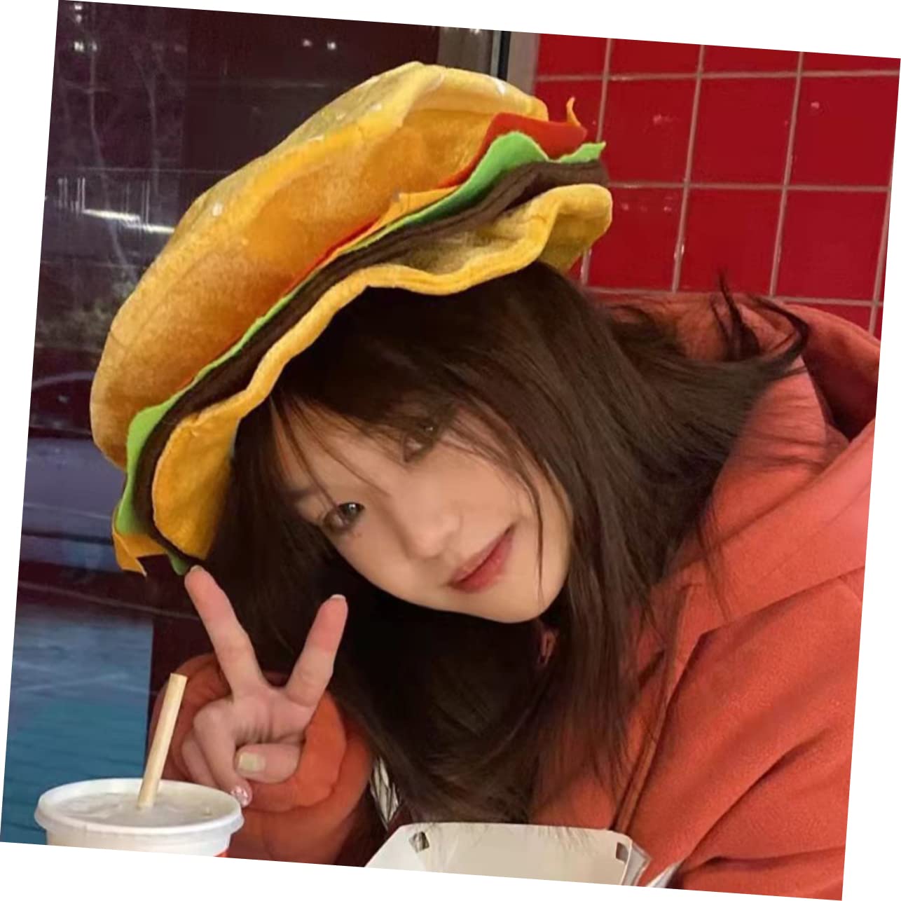 4piezas Sombrero De Hamburguesa Decorativo Para Fiestas y Halloween Gorro Ligero De Comida Rápida Accesorio Divertido Para Fotos y Disfraces Diseño Cómodo y Adecuado