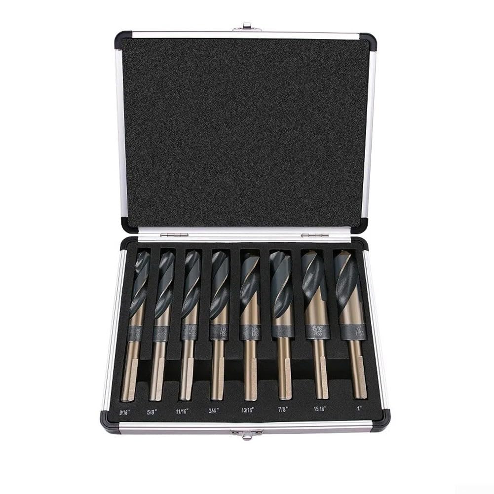 Juego de brocas, juego de brocas de banco de 12 pulgadas, ideal for trabajar metales y madera, vástago reducido de 12 pulgadas, 8 piezas