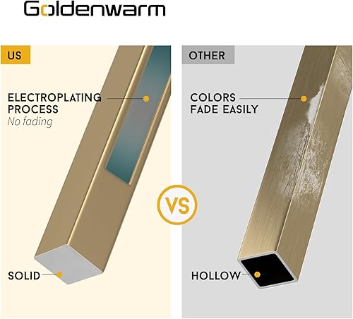Miniatura 3 de goldenwarm Paquete de 10 manijas doradas de gabinete de 5 pulgadas de oro cepillado de aleación de aluminio macizo, tiradores de cajones dorados
