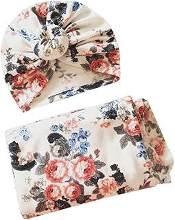 TOYANDONA 1 Set Baby Swaddle Blanket Newborn Swaddle Blankets Soft Silky Receiving Swaddling Wrap Blanket with Hat for Boys and Girls Baby Girl Shower Gift(White)