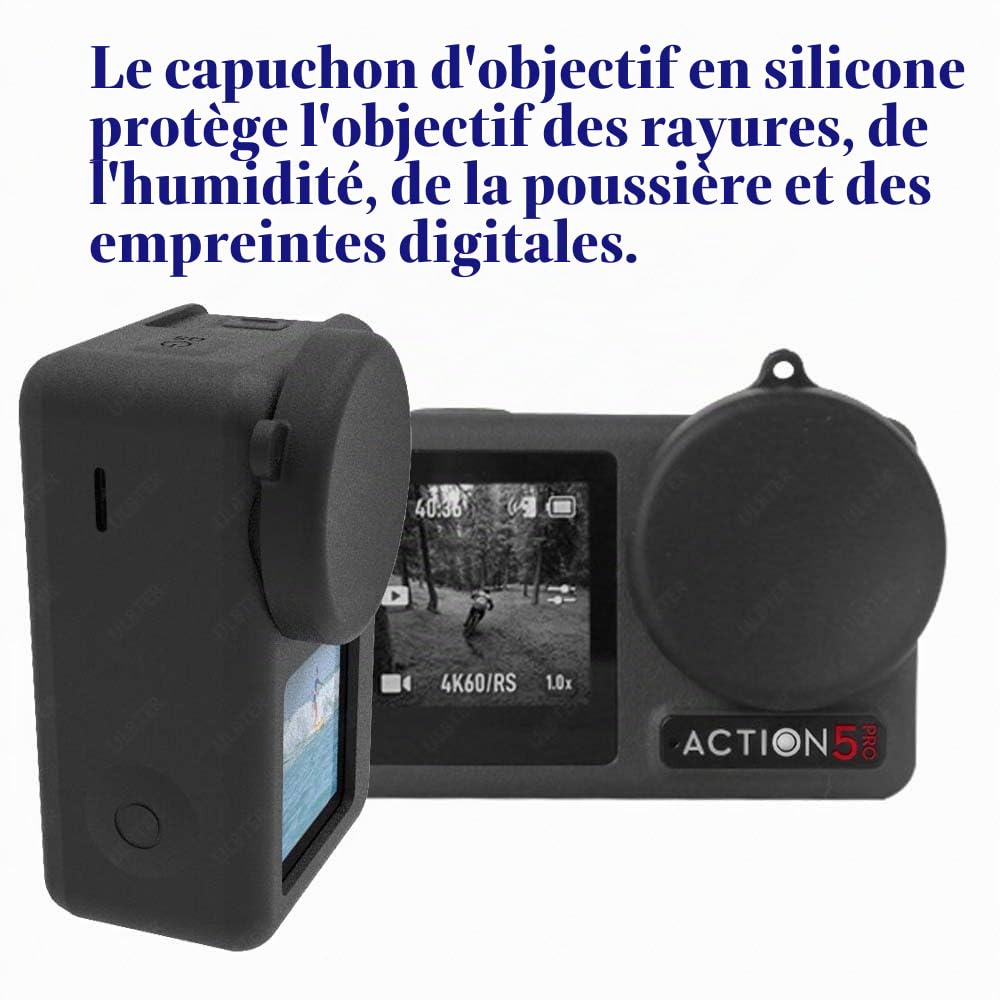 ULBTER Protection d'écran pour DJI Osmo Action 5 Pro + capuchon d'objectif [2 + 6 pièces], 0,3 mm, dureté 9H, protection en verre trempé, anti-rayures, anti-bulles