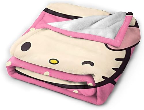 Manta de franela ligera de dibujos animados de anime, regalos para niños y adultos, suave Kawaii rosa gato aire acondicionado para cama, sofá, sala