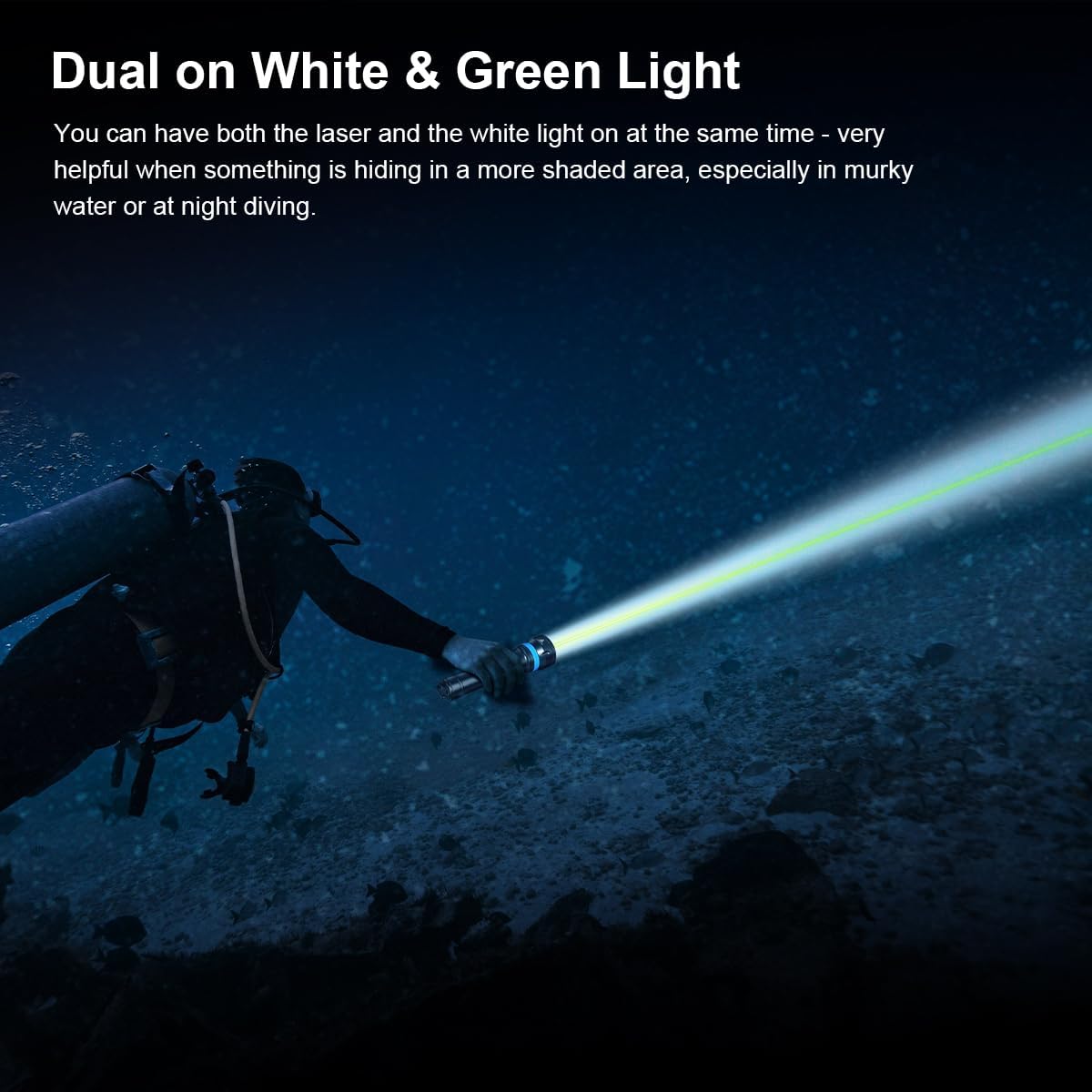 XTAR Ultra Pointer DL2 Scuba Dive Light, 1600 Lumen Dive Torch with White and Laser Light