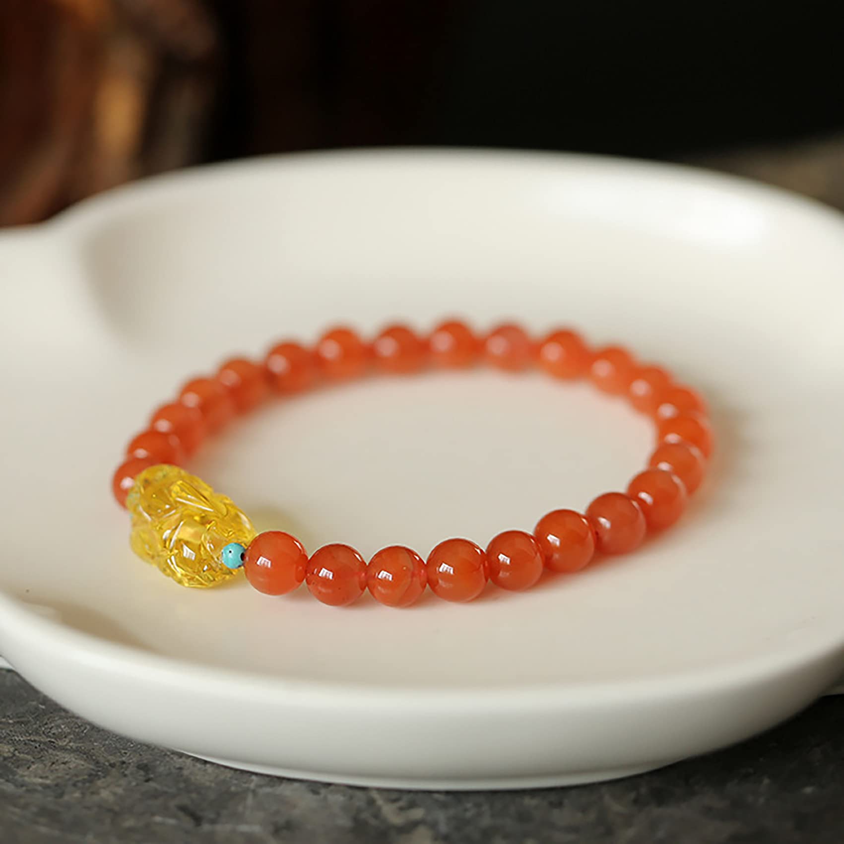 YDYDTTKD Piedra Preciosa Natural, Pulsera de Cuentas Redondas de 6/7/0.315 in, Amuleto de la Suerte para Mujer, Cristal para Proteger a los Malos espíritus, Chakra de Cristal Reiki