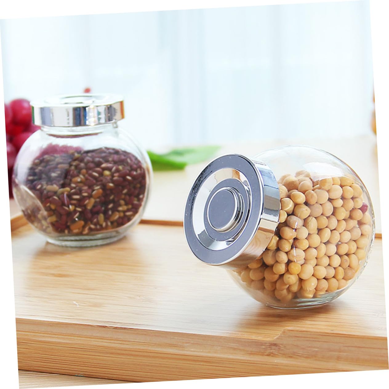 POPETPOP Barattoli in Vetro per Conservazione Alimentare Set 8 Pezzi Coperchio Ermetico Contenitori Trasparenti Leggeri per Frutta Secca e Cereali in Cucina