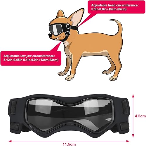 Miniatura 5 de OWNPETS Gafas de sol para perros, lentes de sol para perros, pan pequeño con correa ajustable, protección UV, protección contra el desgaste,