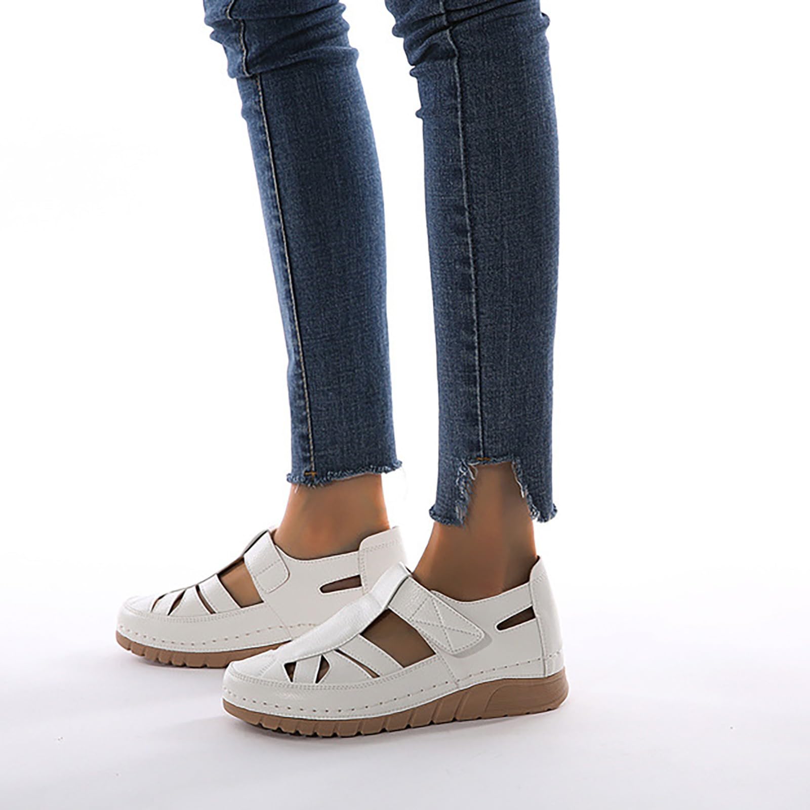 Damen Sandalen Sommer, Trekkingsandalen Damen Orthopädische Sandalen Plateau Bequem Atmungsaktive Breite Füße Weichen Keilsandalen Wandersandalen Waschbare Casual Sommerschuhe für Urlaub Strand Alltag - 5
