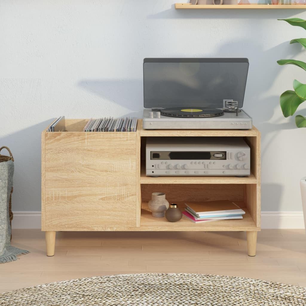 LP nizer - Supporto per giradischi in legno ingegnerizzato con ripiani aperti, tavolo d'accento per soggiorno e camera da letto, LP nizer