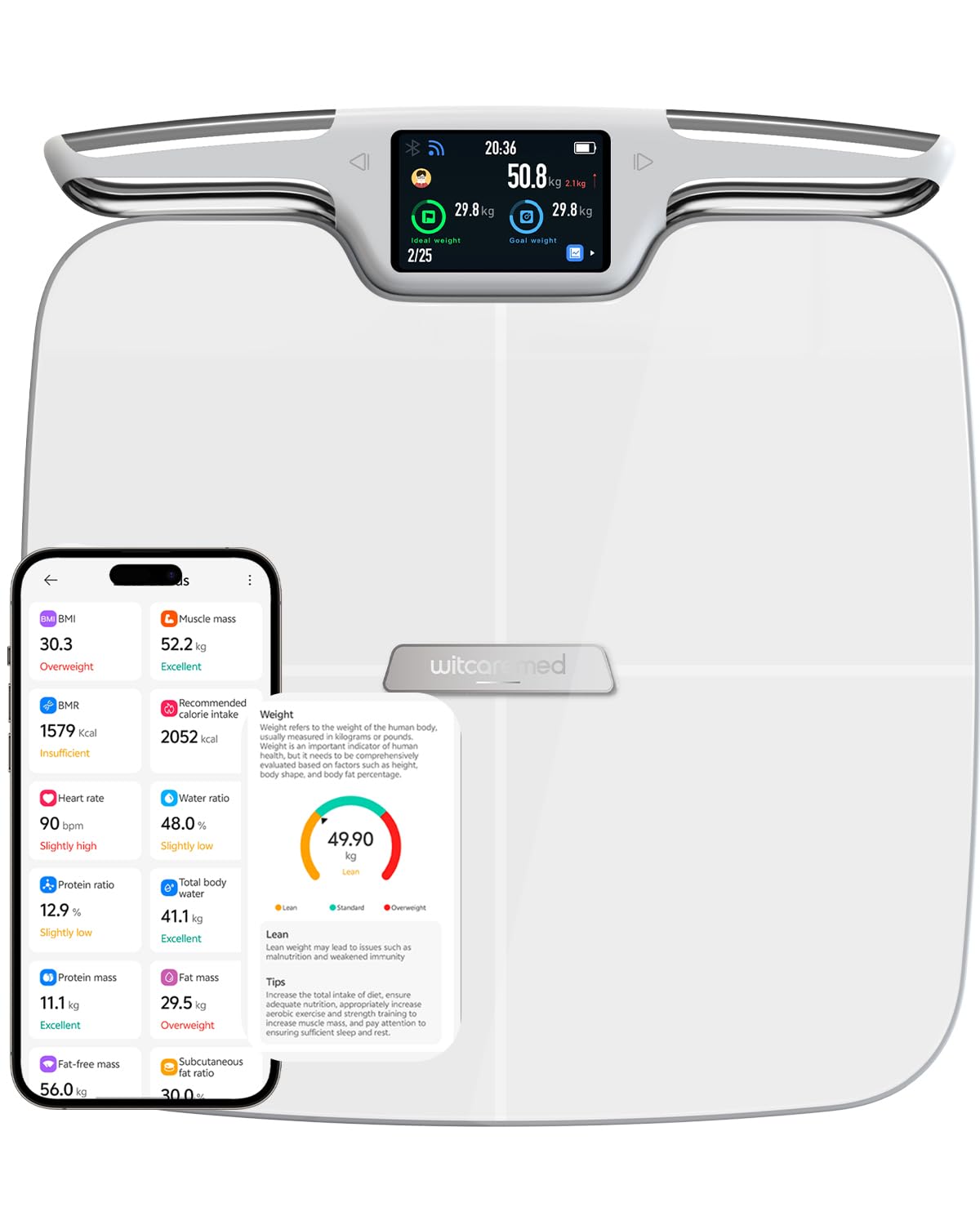 Smart Scale for Body Weight Multi-User Mobile App 8 Electrode Dual Frequency High Precision for Athletes Fitness Enthusiasts