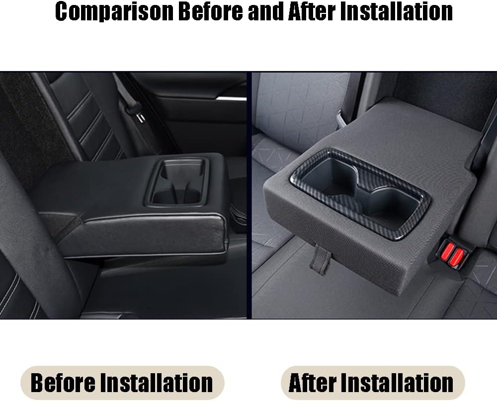 for Toyota RAV4 ABS Carbon Fiber Grain Rear Seat Center Water Cup Holder Frame Panel Trim Cover Decoration for Toyota RAV4 2019 2020 2021 2022 Interior Accessories(1PC)