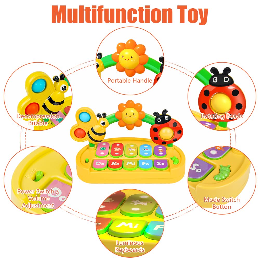 AOOTE Baby Keyboard Piano Toy, Baby Piano Toy with Lights & Sounds, Light Up Educational Musical Toys for Boys & Girls, Interactive Early Learning Toys for Early Learning & Sensory Development - Image 4