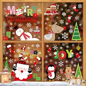 Fensterbilder Weihnachten, Fensterbilder Weihnachten Selbstklebend, Weihnachten Fenstersticker Deko DIY Winter…