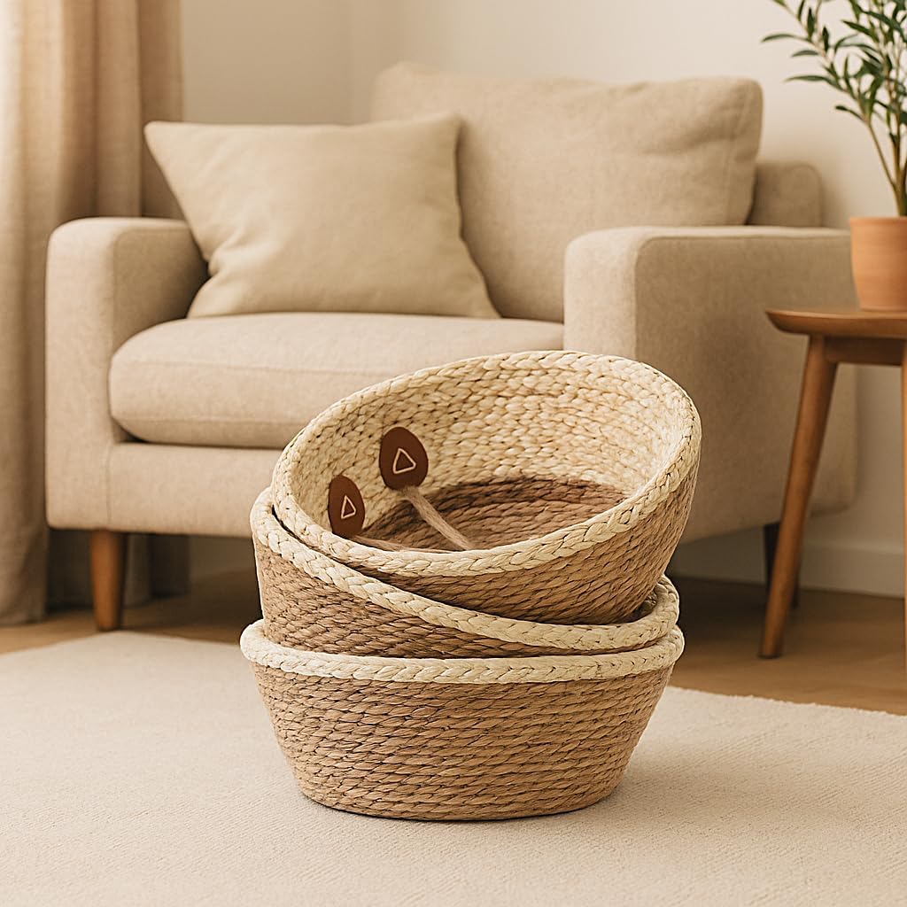 Pot for Artificial Tree Indoor, Vase for Olive Tree Indoor, Fake Plant Pot, Planter for Faux Plant (10" D x 12" H, Woven Plant Basket, Large)