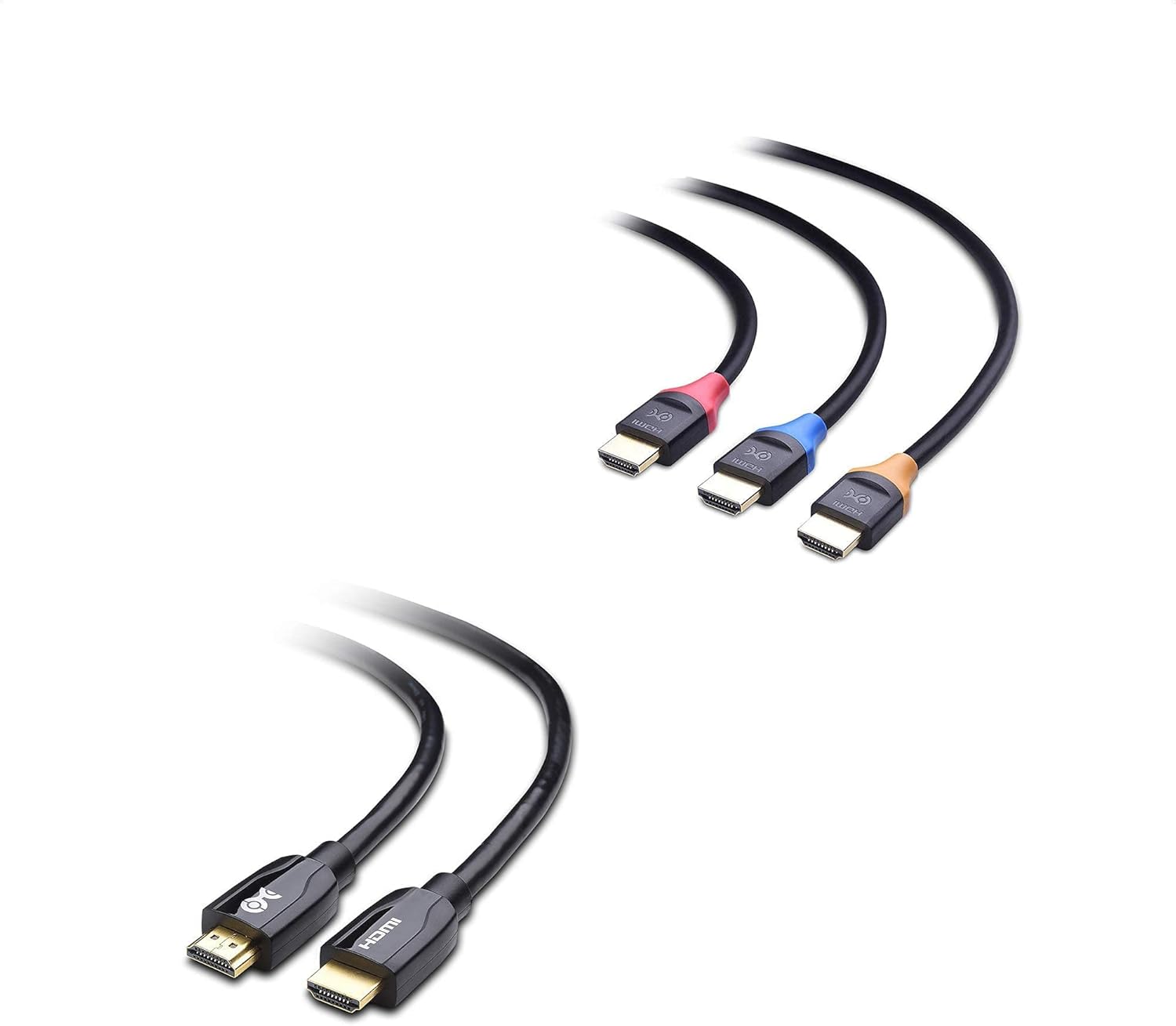 Cable Matters 3-Pack High Speed HDMI to HDMI Cable 10 Feet with HDR and 4K Resolution Support & 1-Pack Premium Certified HDMI to HDMI Cable