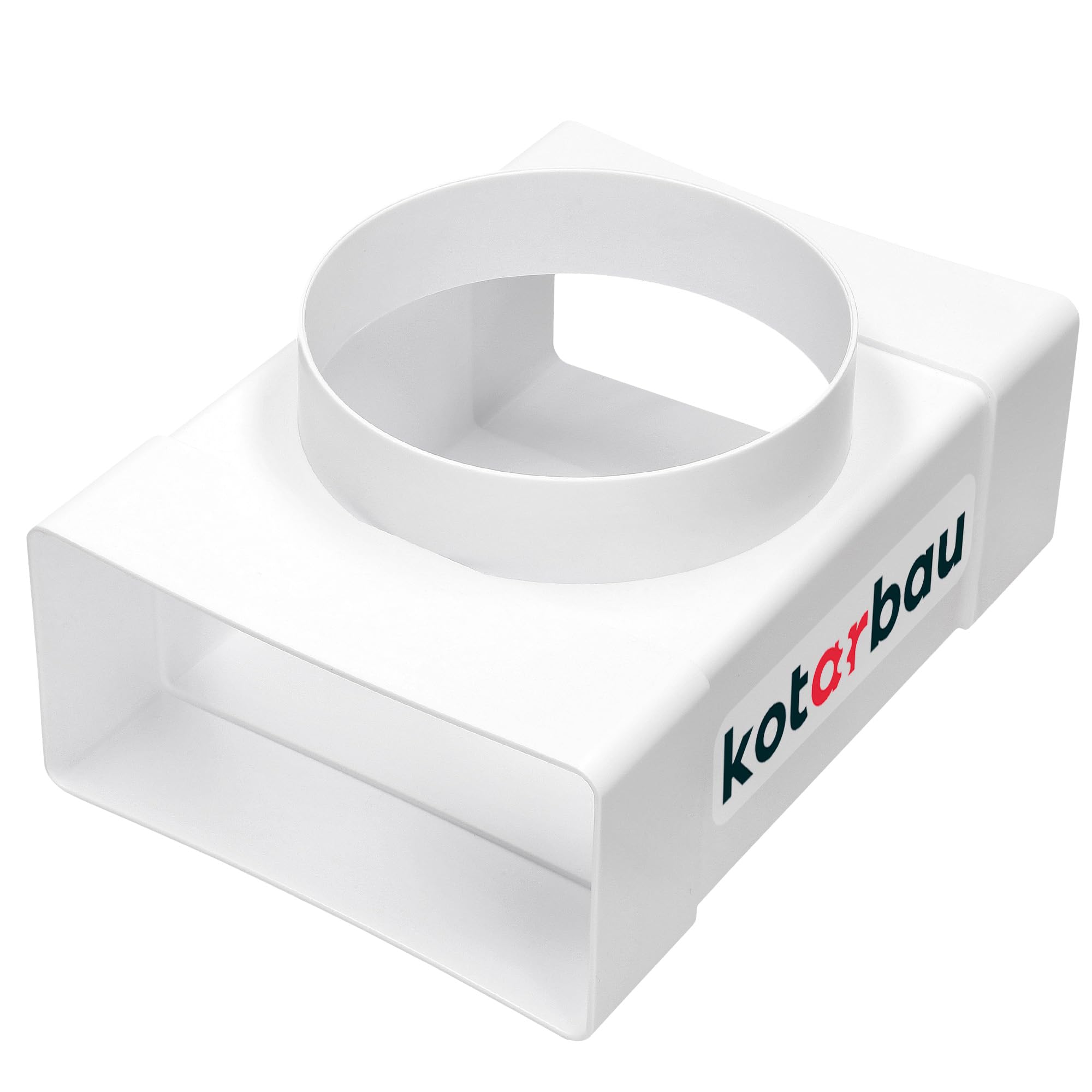 KOTARBAU® T-Piece for Flat Duct Ventilation Ducts 120 x 60 mm with Round Hole Diameter 100 mm Plastic Duct Connector for Ventilation Systems White Flat Duct to Round Pipe Transition Piece for Exhaust