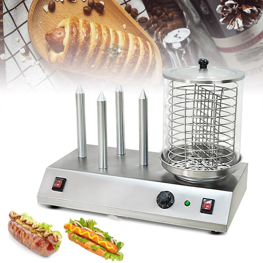 Wurstgrill-Kochmaschine, 6 Hot-Dog-Rollen-Kapazität, Hot-Dog-Dampfgarer mit Aluminium-Heizstab und Temperaturregler für Frühstückswürstchen