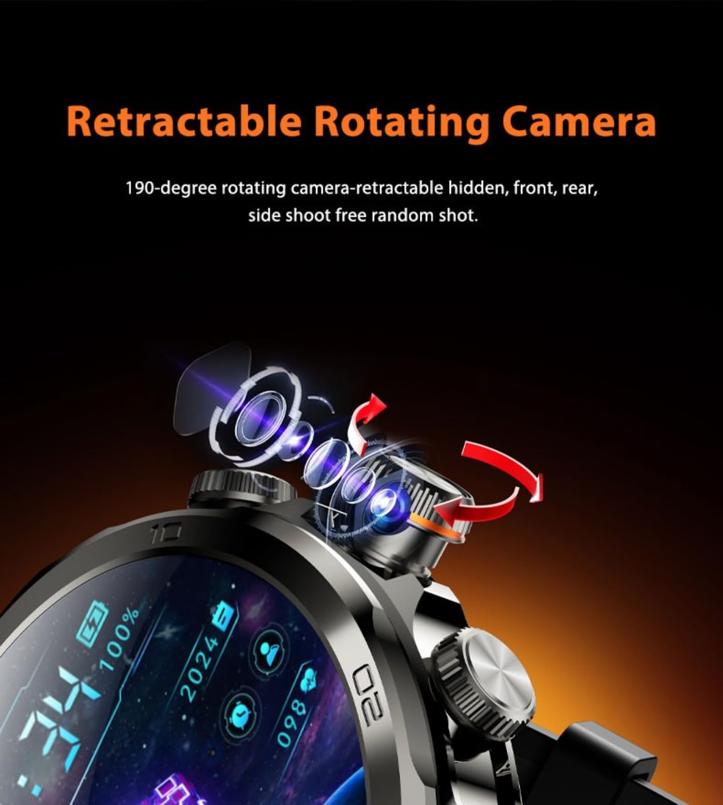 Reloj inteligente Android 4G, pantalla HD de 1.95 pulgadas, rastreador de fitness, monitor de frecuencia cardíaca, NFC, impermeable IP67
