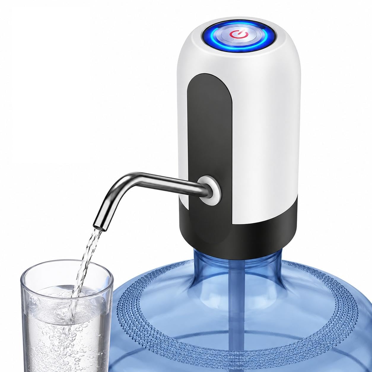 Automatic USB Rechargeable Water Dispenser Pump for 20L Bottle | One Touch Portable Drinking Water Pump | Food Grade Silicone Pipe | Fast Water Dispensing | White & Black-image-33