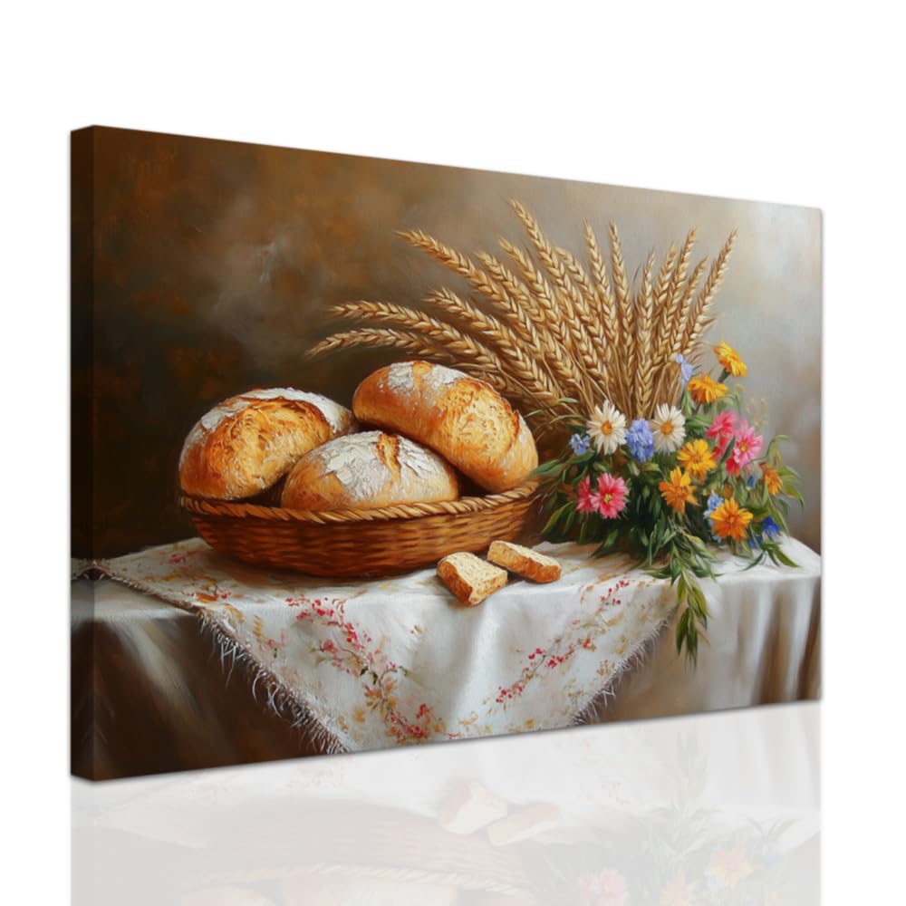 ZXHYWYM Bread Picture Wall Art Framed Food Art Wall Decor Kitchen Canvas Painting Canvas Prints Farmhouse Kitchen Restaurant Bakery Cafe Decor (70 x 105 cms)