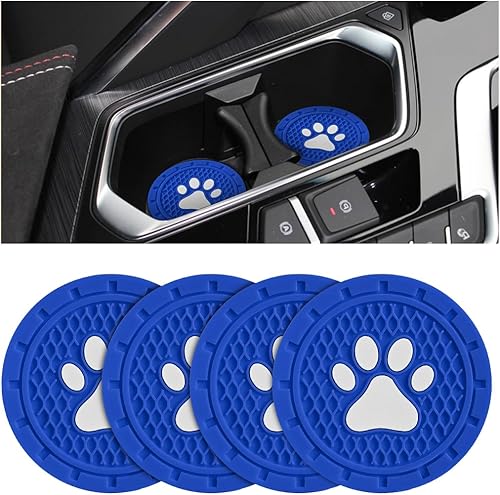 Osilly Portavasos para automóvil, paquete de 4 posavasos antideslizantes de PVC con estampado de patas, tapete universal de 2.75 pulgadas, tapete de