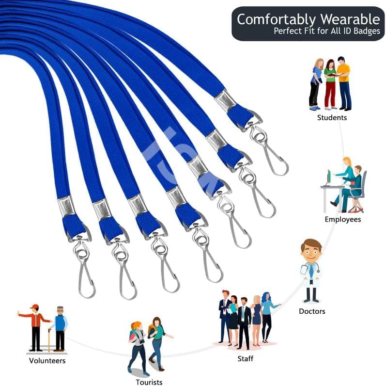 Image of Tubeless Flat Lanyard ID Badge Lanyards with Swivel J-Hook for ID Name Tags and Badge Holders
