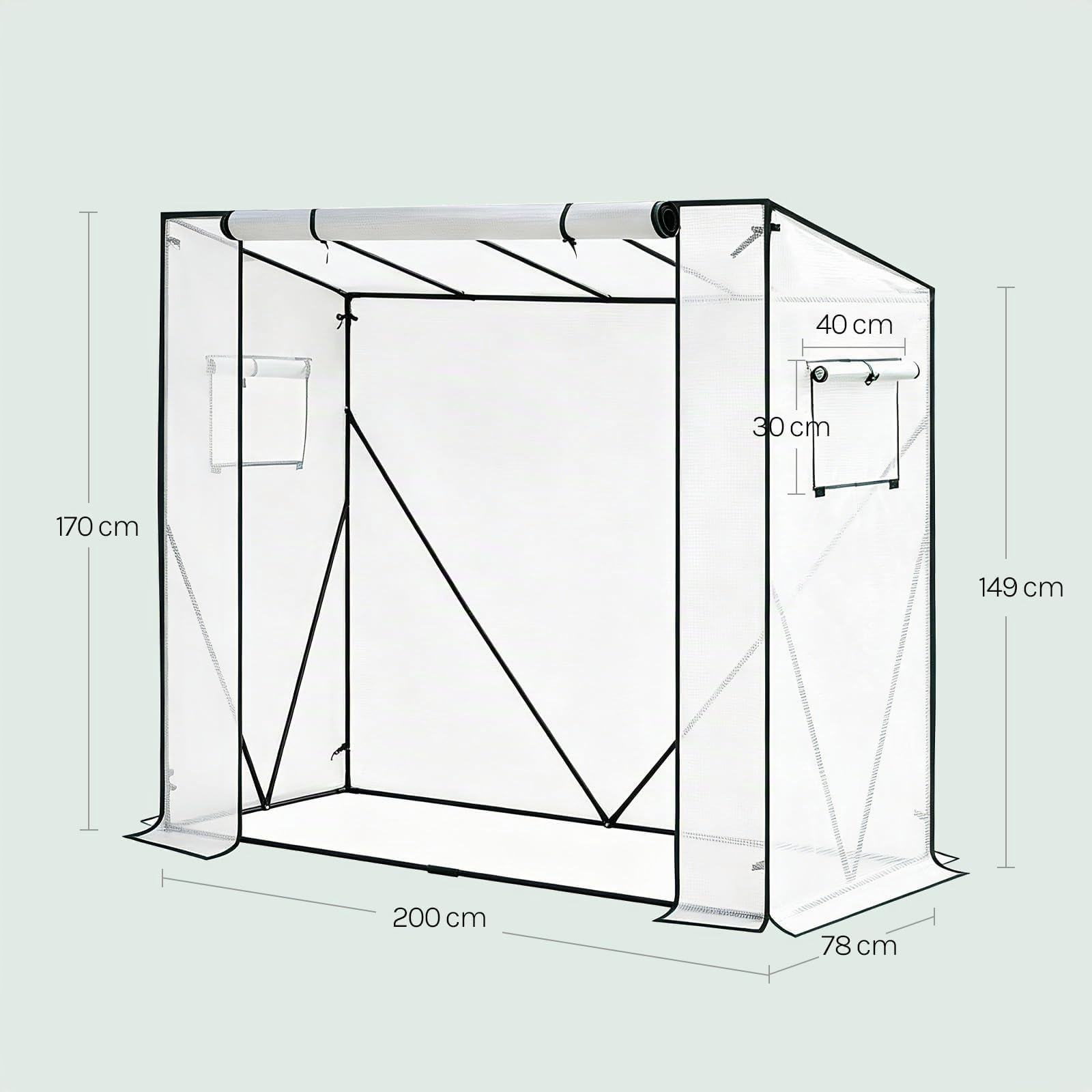 WOLTU Serre à Tomates PE, Translucide, Blanc, 200x77x146/169cm | Serre de Jardin; Imperméable; Polyvalente; Tous Temps; Jardin/Terrasse; Pour Plantes