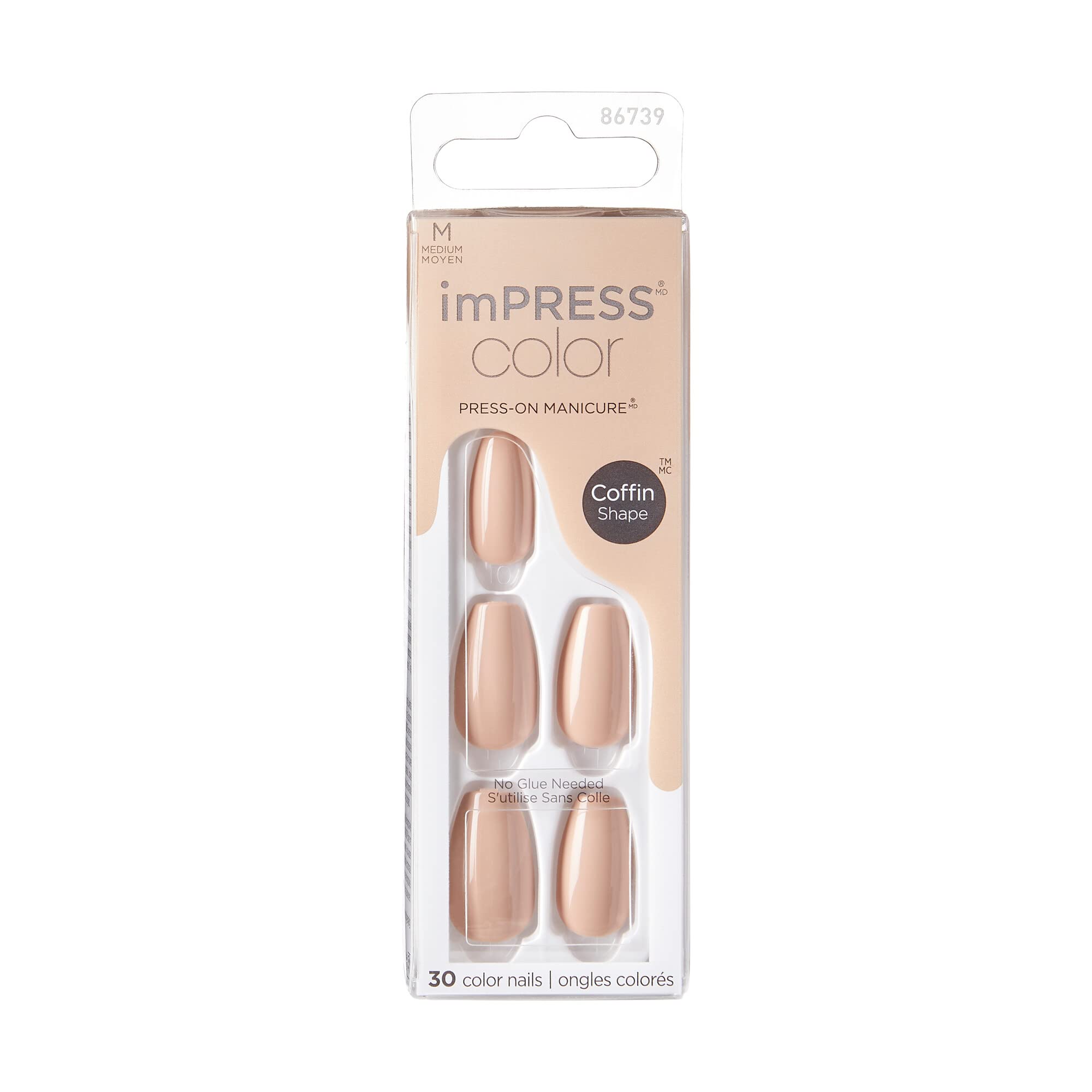 Kiss Impress Color Nails Medium Coffin- Latte IMC506C