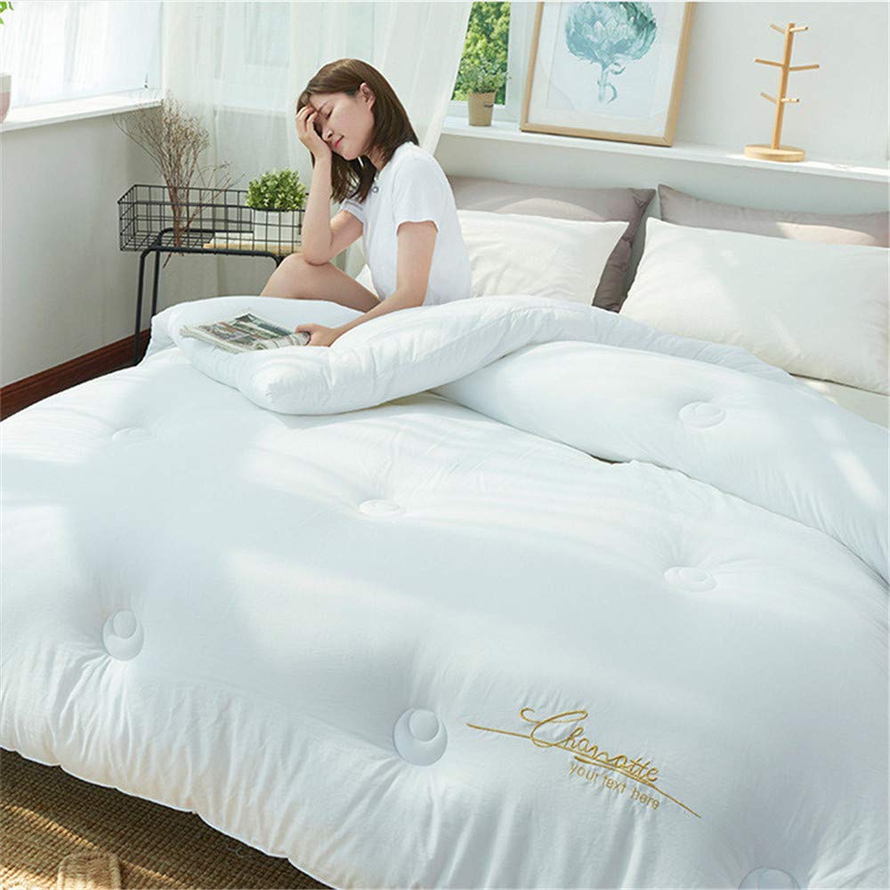 LINGKY Couette/Couette 100% Coton Lavé Et épaississant pour l'hiver, Remplissage en Microfibre avec Poids De Remplissage De 3000g, Respirant Et Agréable pour La Peau (Blanc,220x240cm 4.0kg)