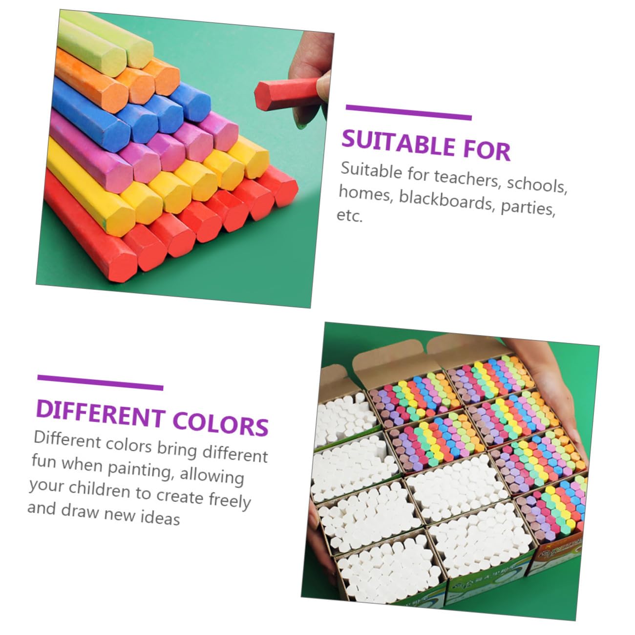 DOITOOL 2 Set Gessetti Colorati Polvere Esagonale Per Lavagna Scuola Casa Leggeri E Resistenti Per Insegnamento E 3 Scatole*2