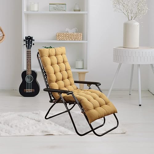 Cojín para silla de patio de 62 pulgadas, cojín acolchado más grueso para tumbona, cojín de banco para silla de gravedad cero, juego con respaldo