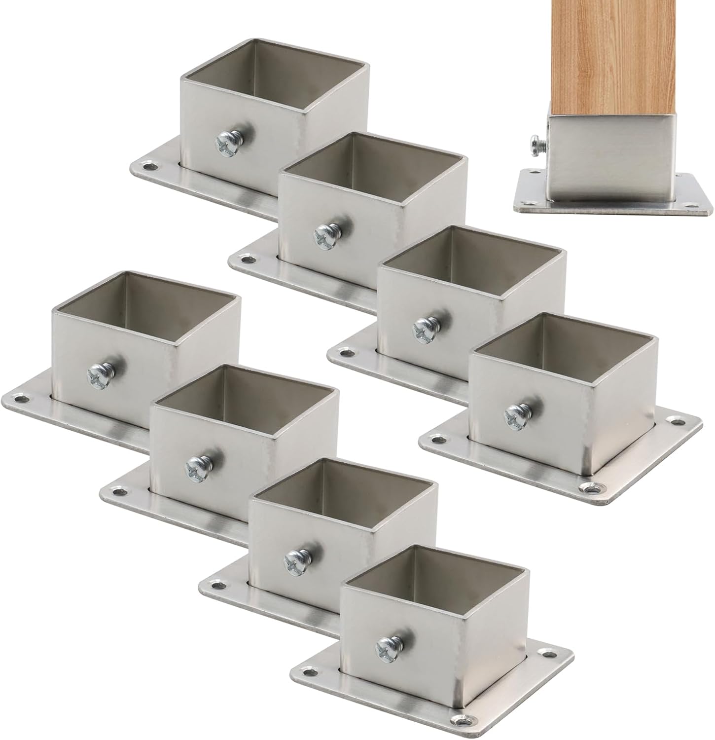 Wealrit 8 PCS Square Post Bases Deck Post Brackets Stainless Steel Flange Anchor Bases Heavy Duty for Fence Deck Railing Support Brackets Fence Holders (1.99" X 1.99")